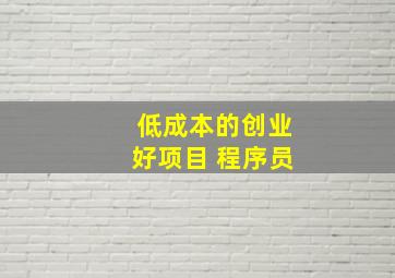 低成本的创业好项目 程序员